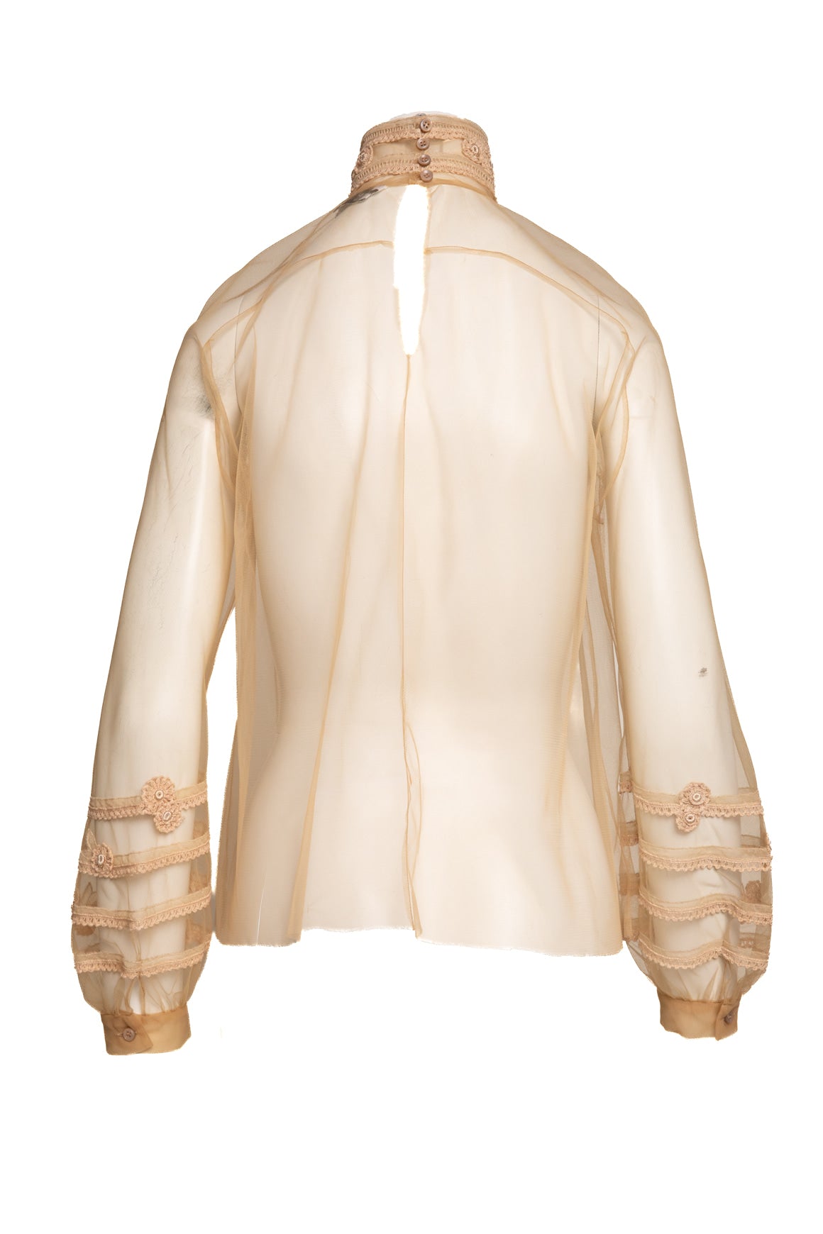 GIVENCHY Beige Tulle Embroidered Blouse (Sz. XS)