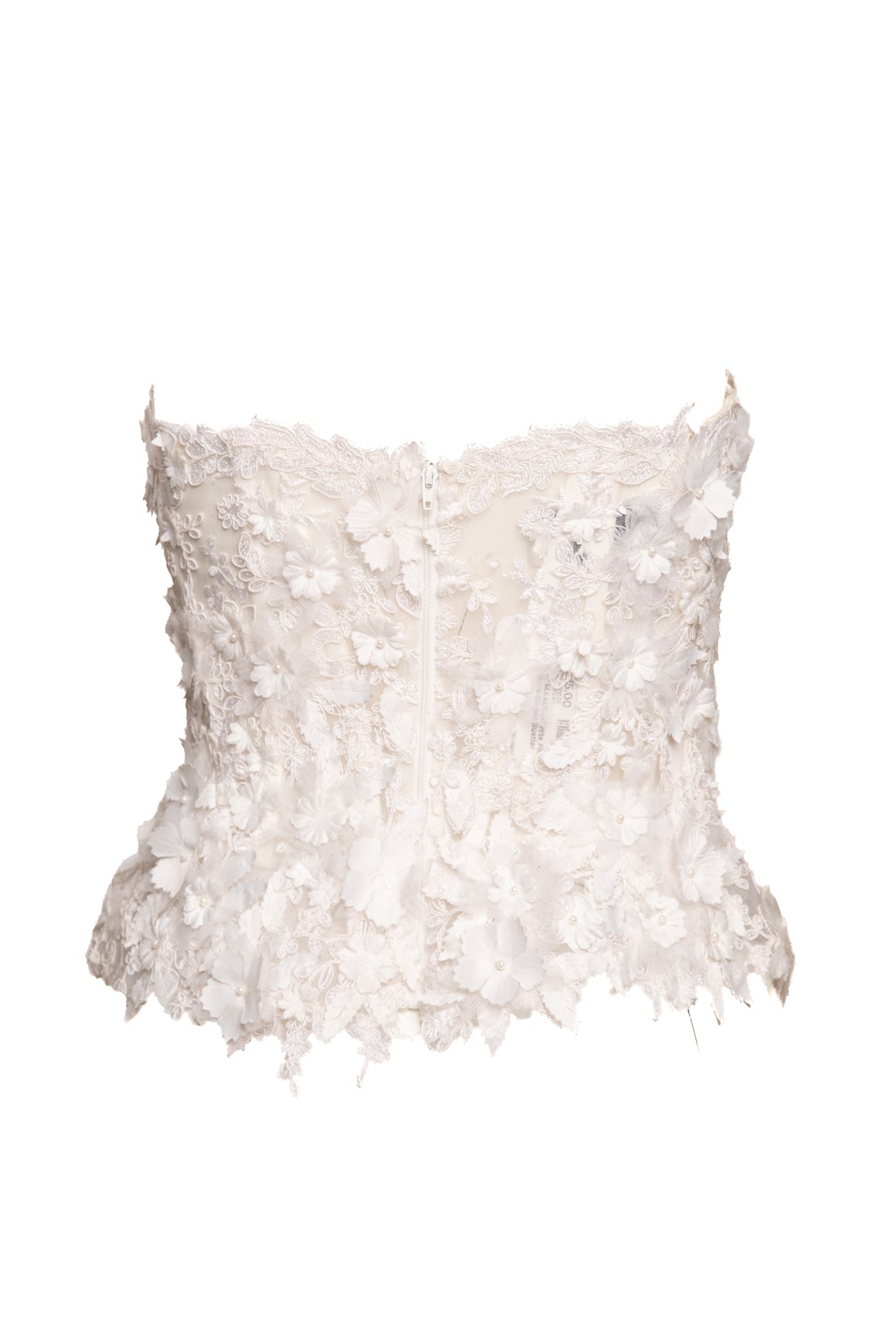 GEMY MAALOUF White Floral Applique Corset Bustier (Sz. 6)