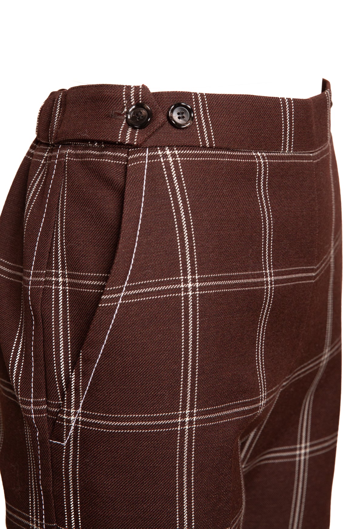 MARNI Brown Wool Plaid Crop Trousers (Sz. 40/4)