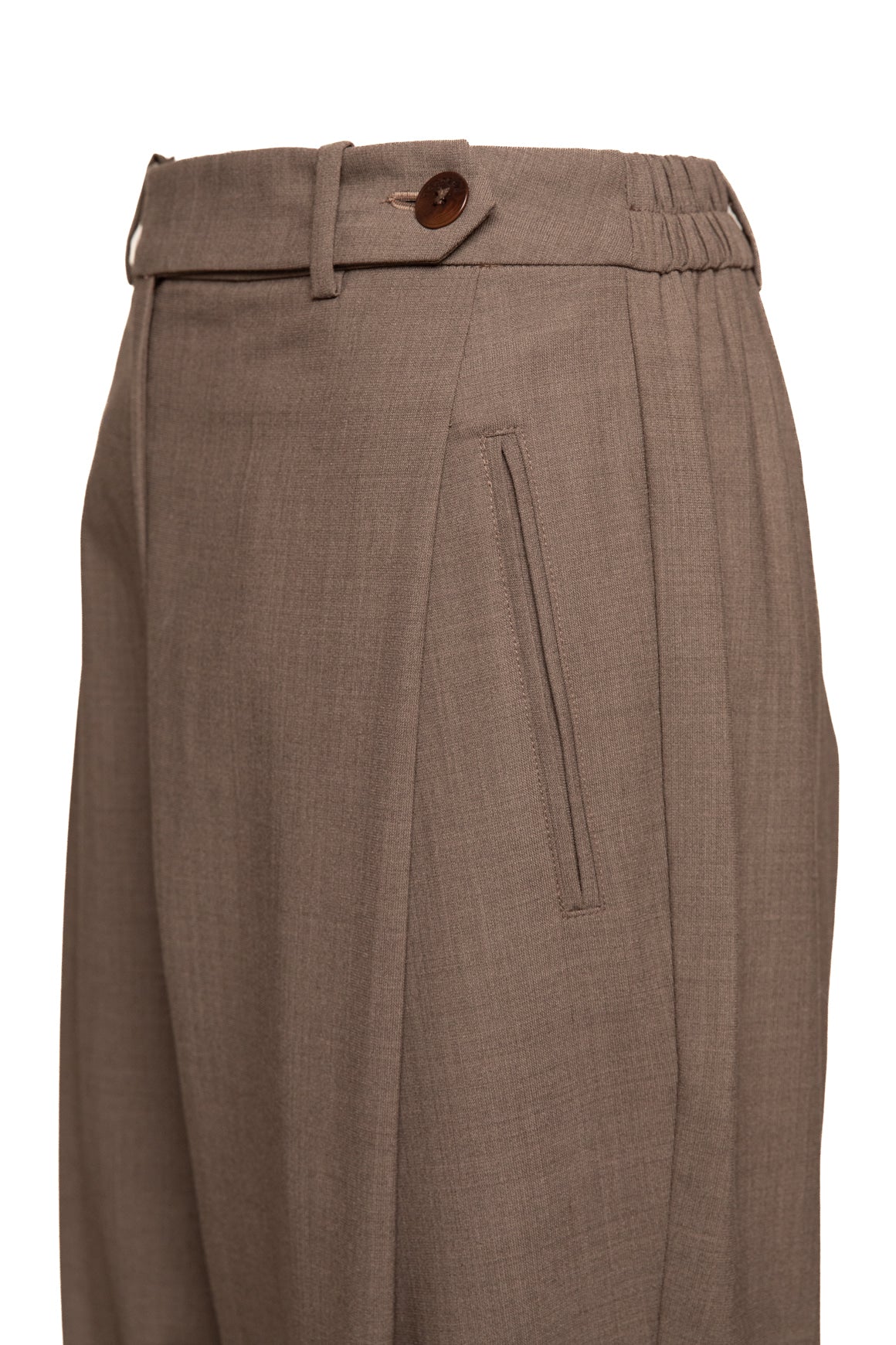 CORDERA Taupe Hi Rise Tapered Trousers (Sz. OS)
