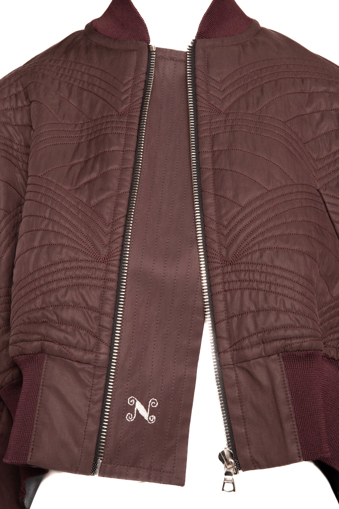NACKIYE Plum Cropped Bomber Jacket (Sz.34/XS)