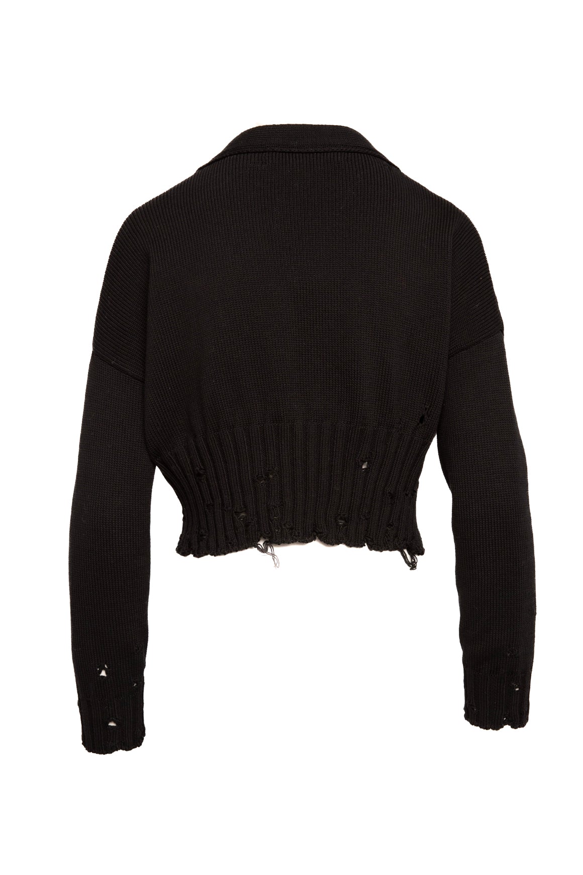 MARNI Black Knit Distressed Cropped Cardigan (Sz.38/2)