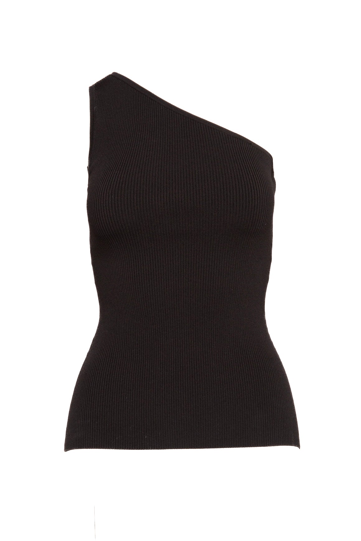 TOTEME Black Ribbed One Shoulder Top (Sz.XS)