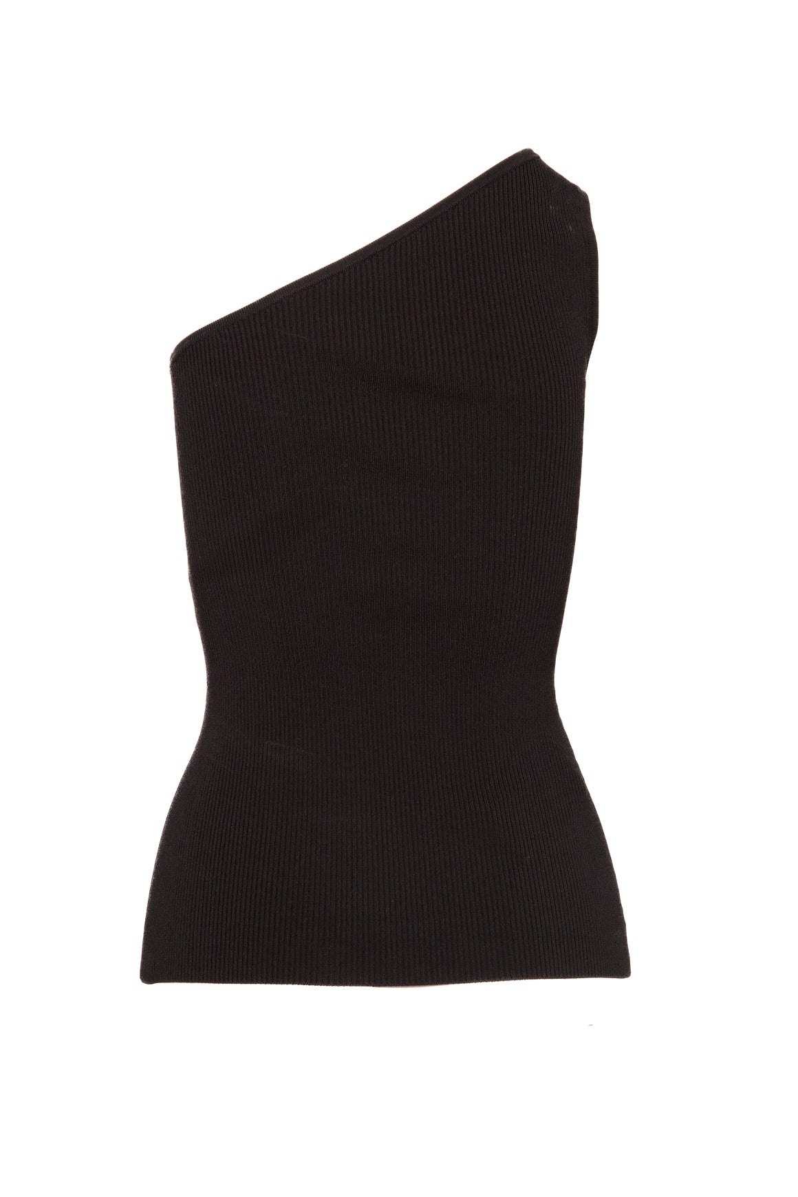 TOTEME Black Ribbed One Shoulder Top (Sz.XS)