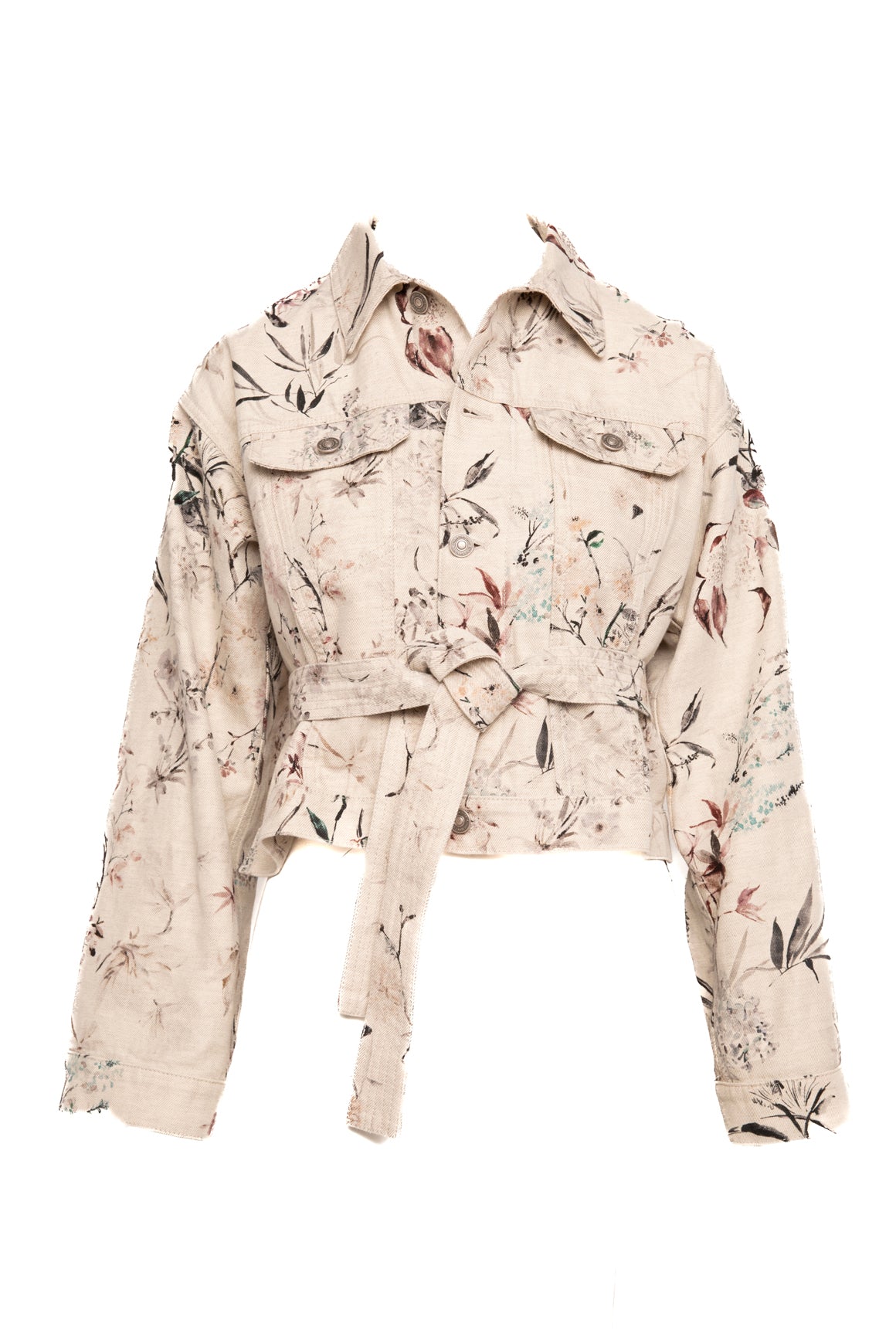 CHRISTIAN DIOR Floral Belted Denim Jacket (Sz. 6)