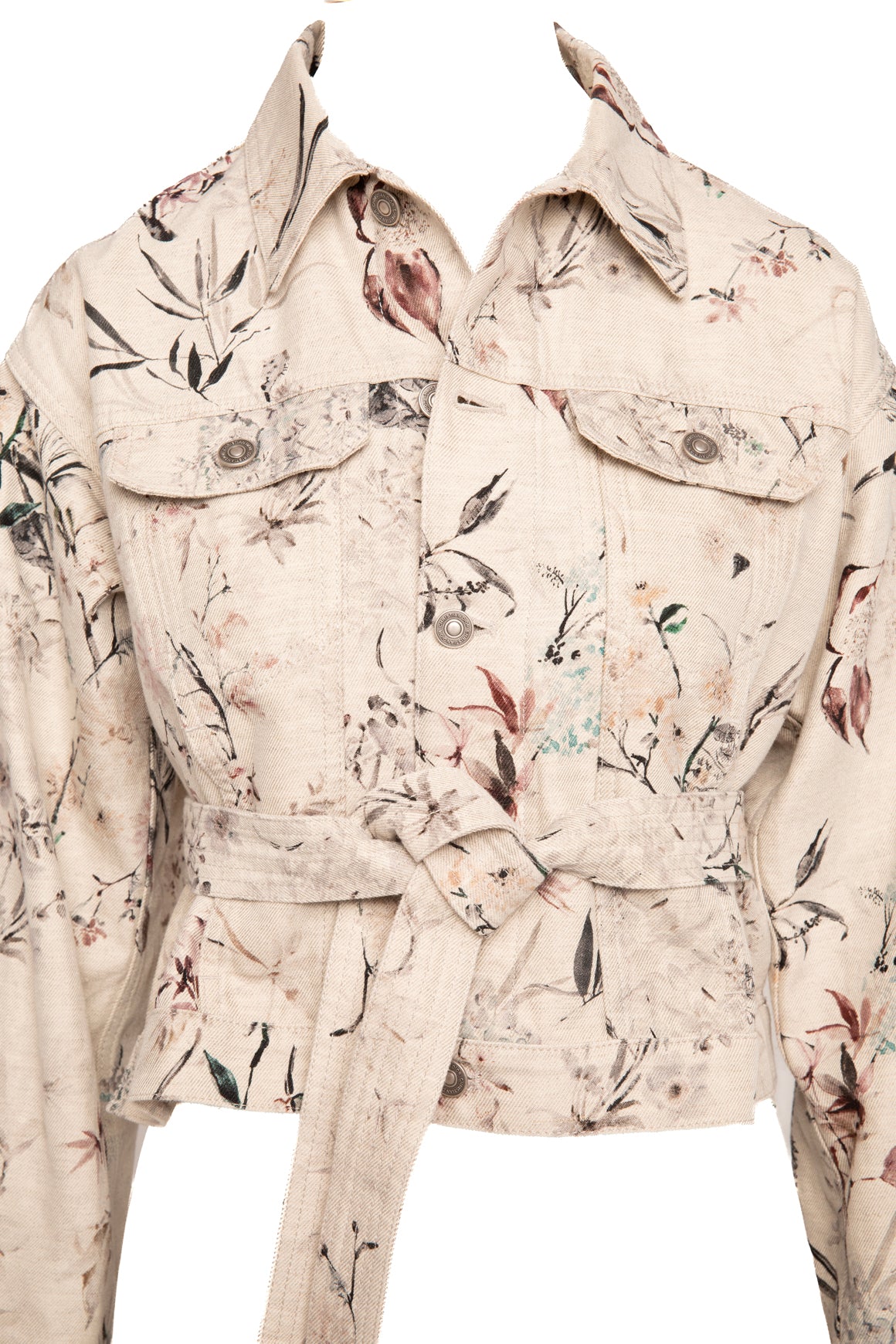 CHRISTIAN DIOR Floral Belted Denim Jacket (Sz. 6)