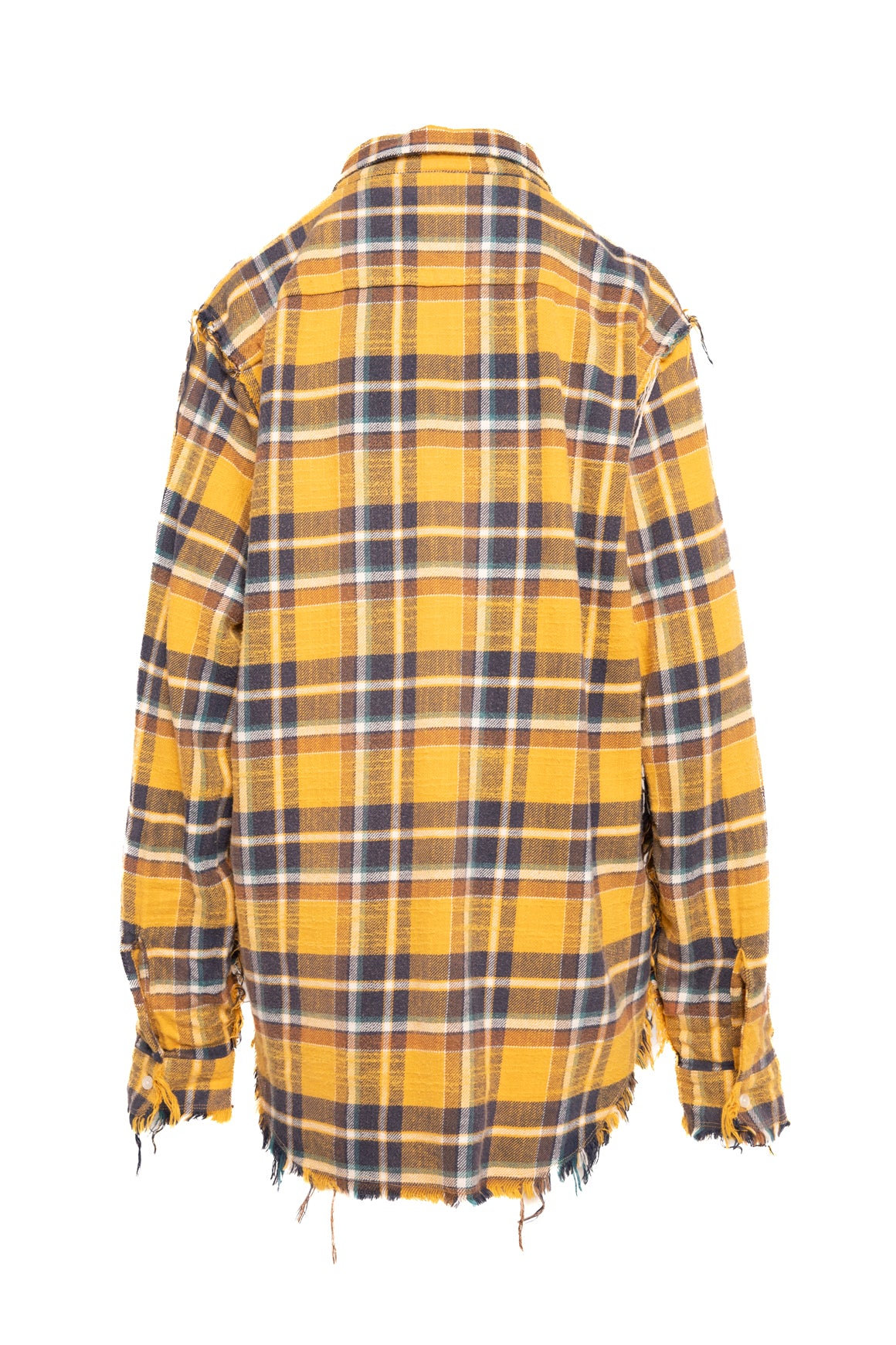 R13 Yellow Plaid Distressed Flannel (Sz.L)