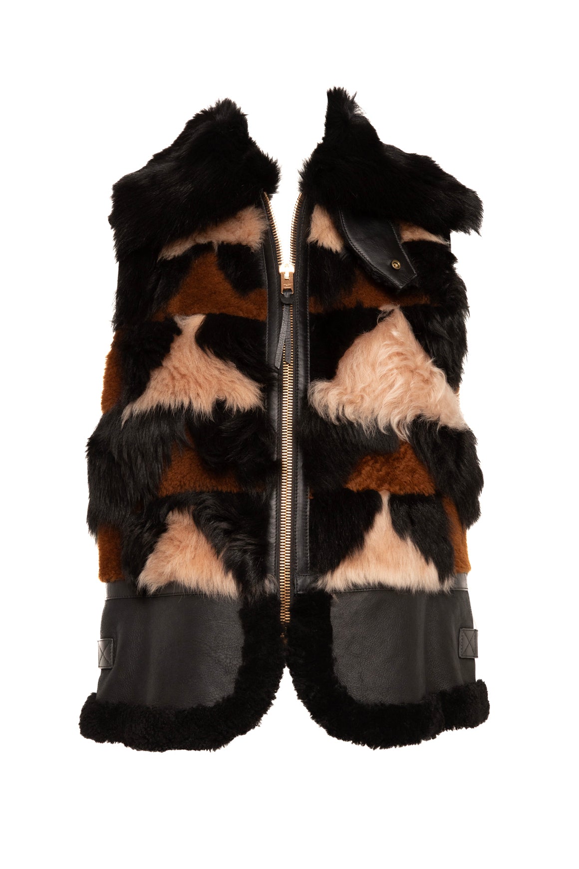 COACH 1941 Patchwork Shearling & Leather Vest (Sz.10)
