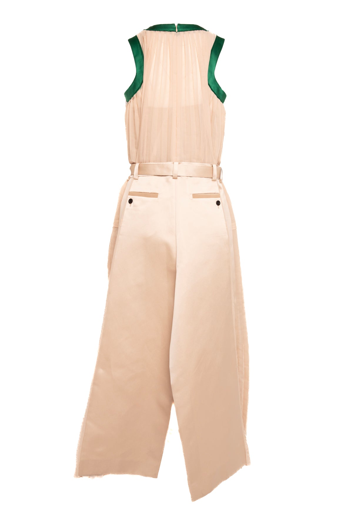 SACAI Tan & Green Satin Pleated Maxi Dress (Sz.1/S)
