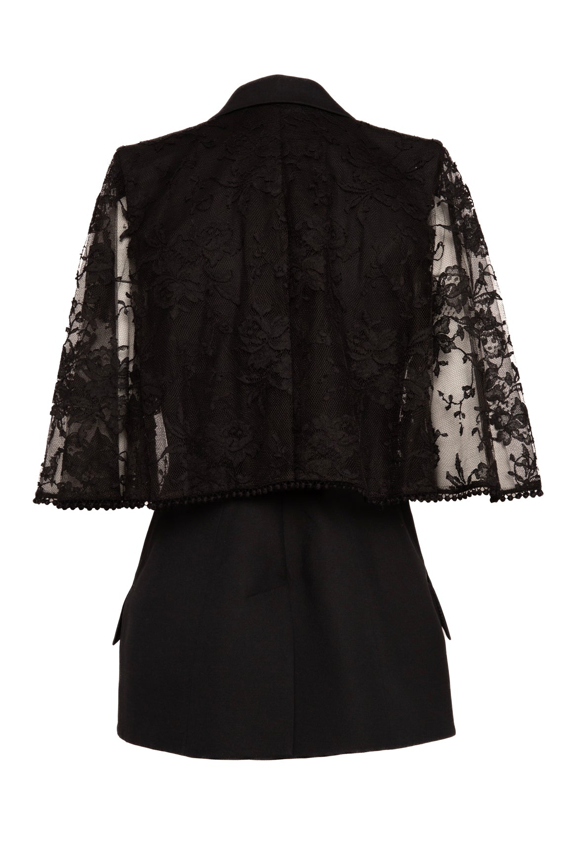 ALEXANDER MCQUEEN Black Blazer With Lace Capelet (Sz. 4)