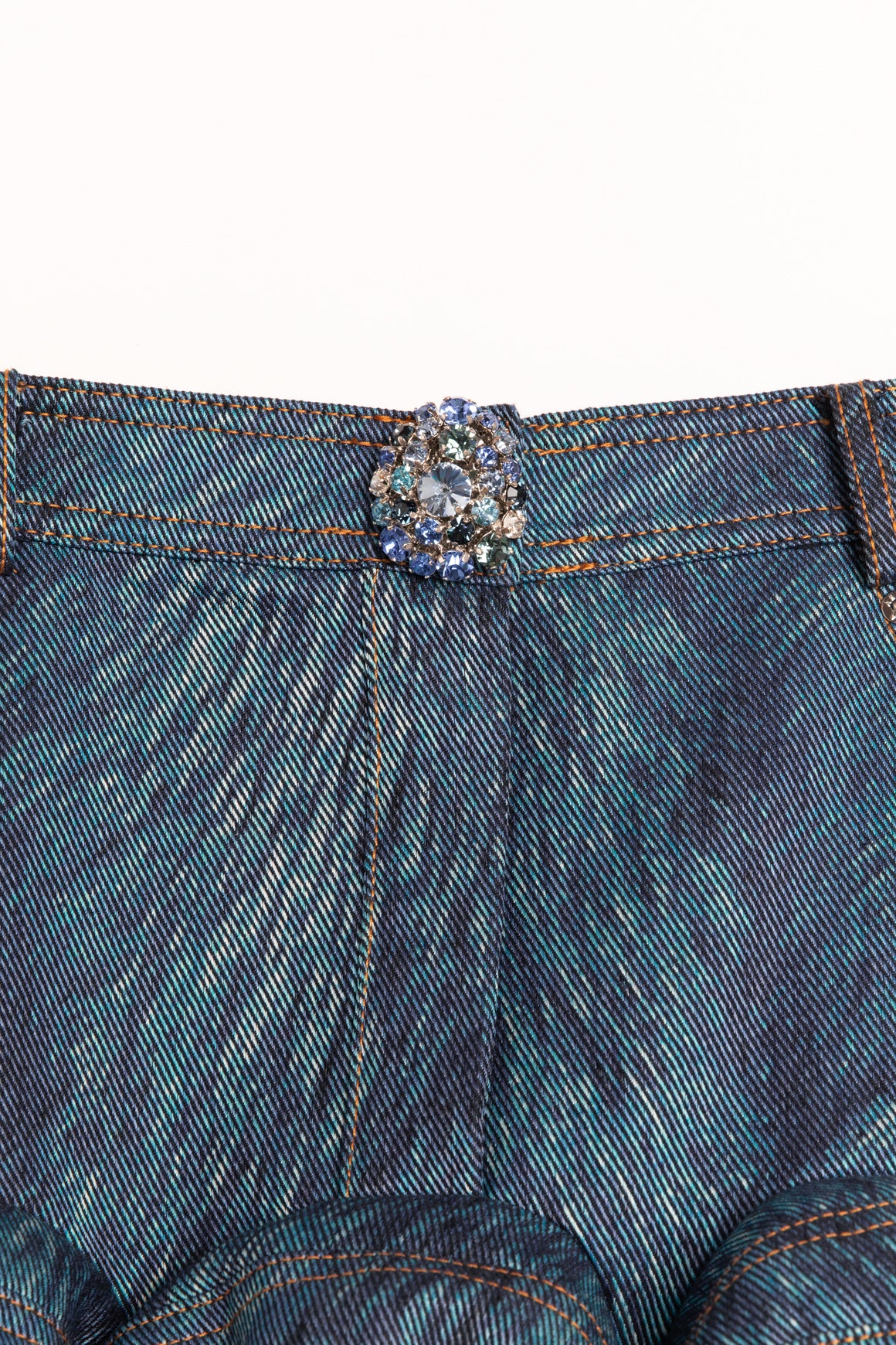 AREA Blue "Fur Print" Embellished Mini Skirt