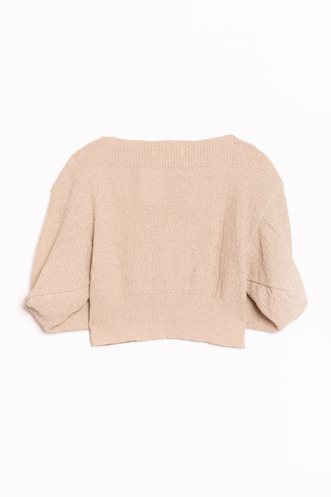 AKIRANAKA Beige Cropped Knit Blouse