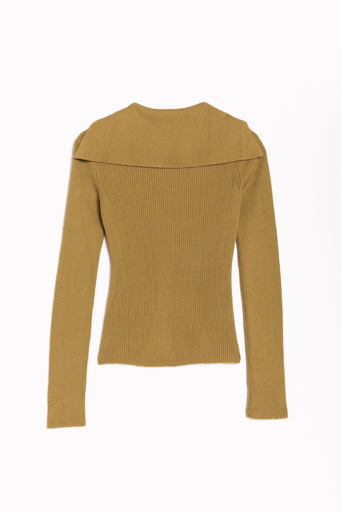 DEVEAUX Olive Green Ribbed Henley Sweater
