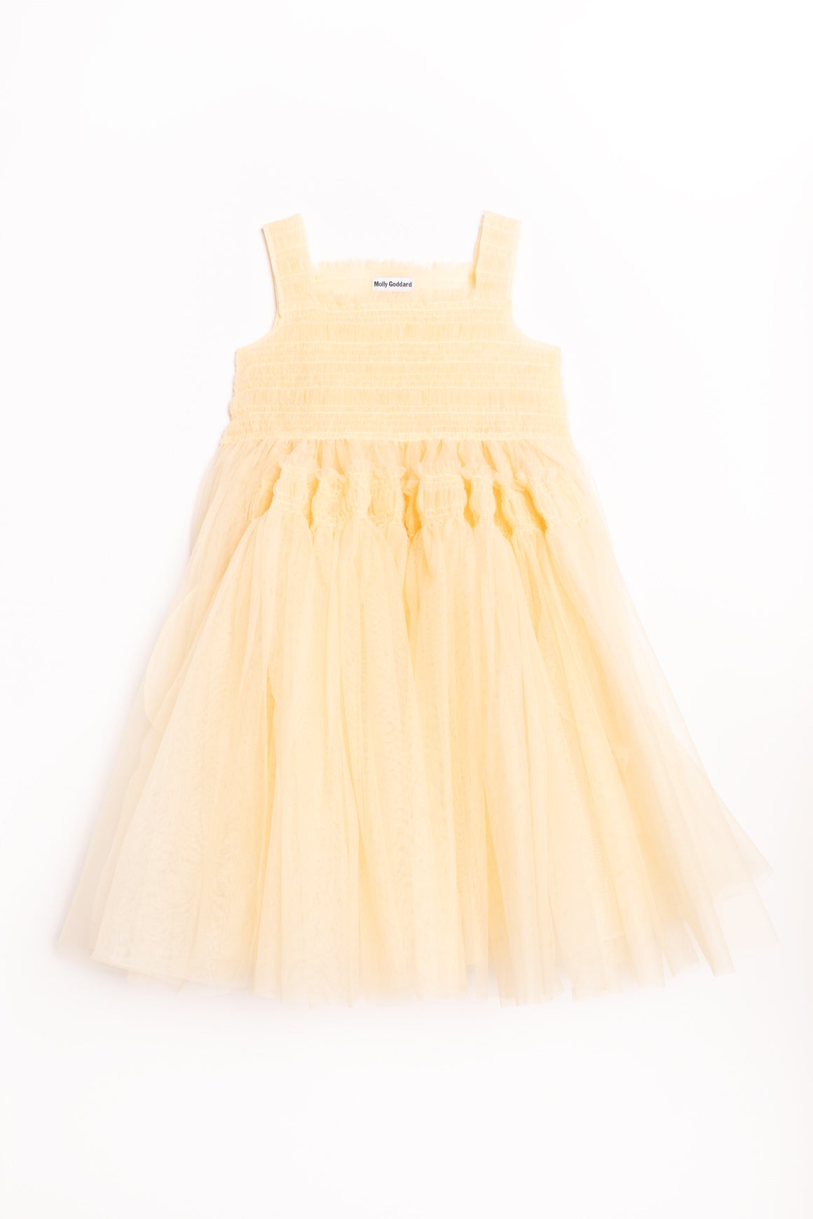 MOLLY GODDARD Yellow "Jamila" Smocked Tulle Dress