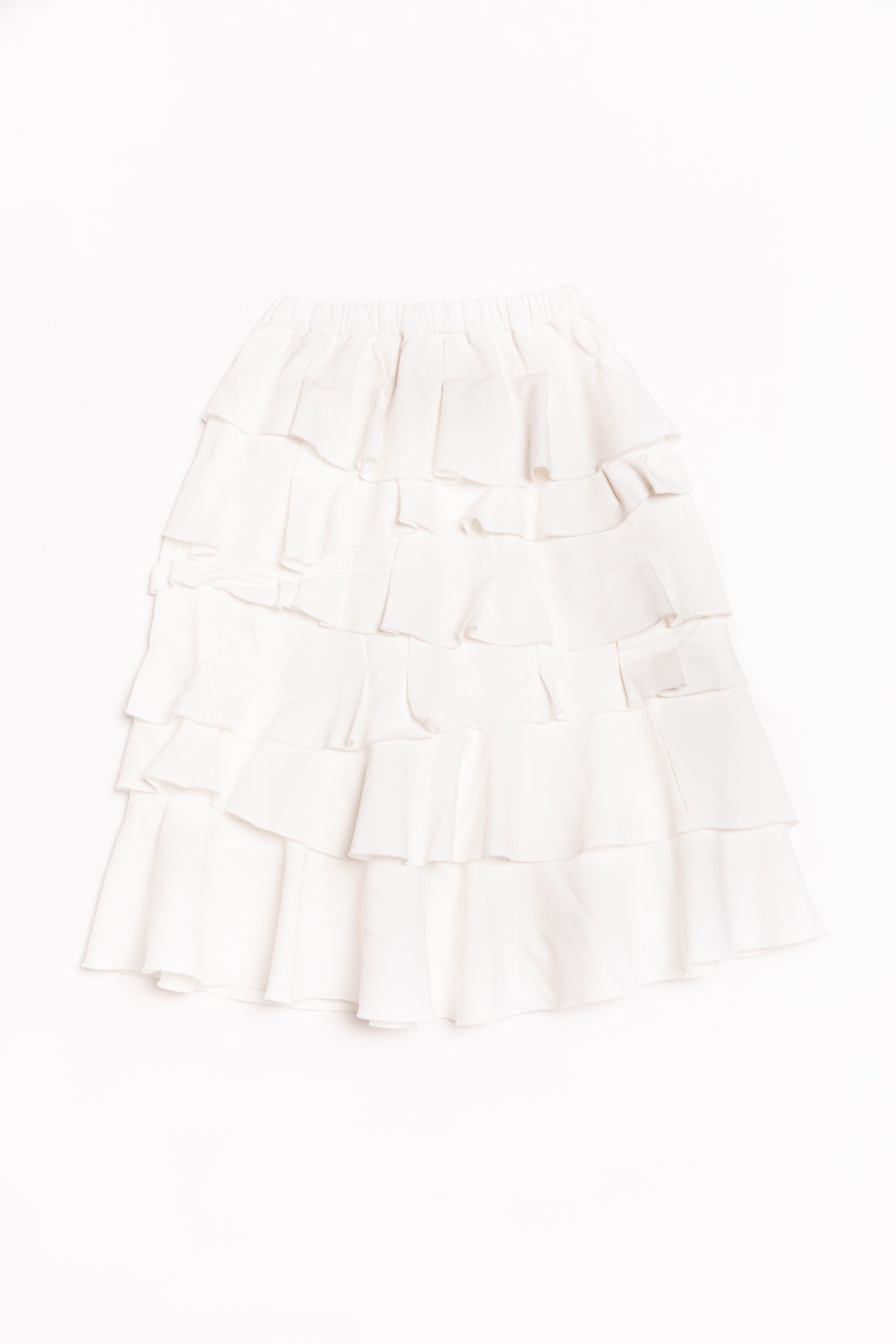 COMME DES GARCONS White Tiered Ruffle Midi Skirt