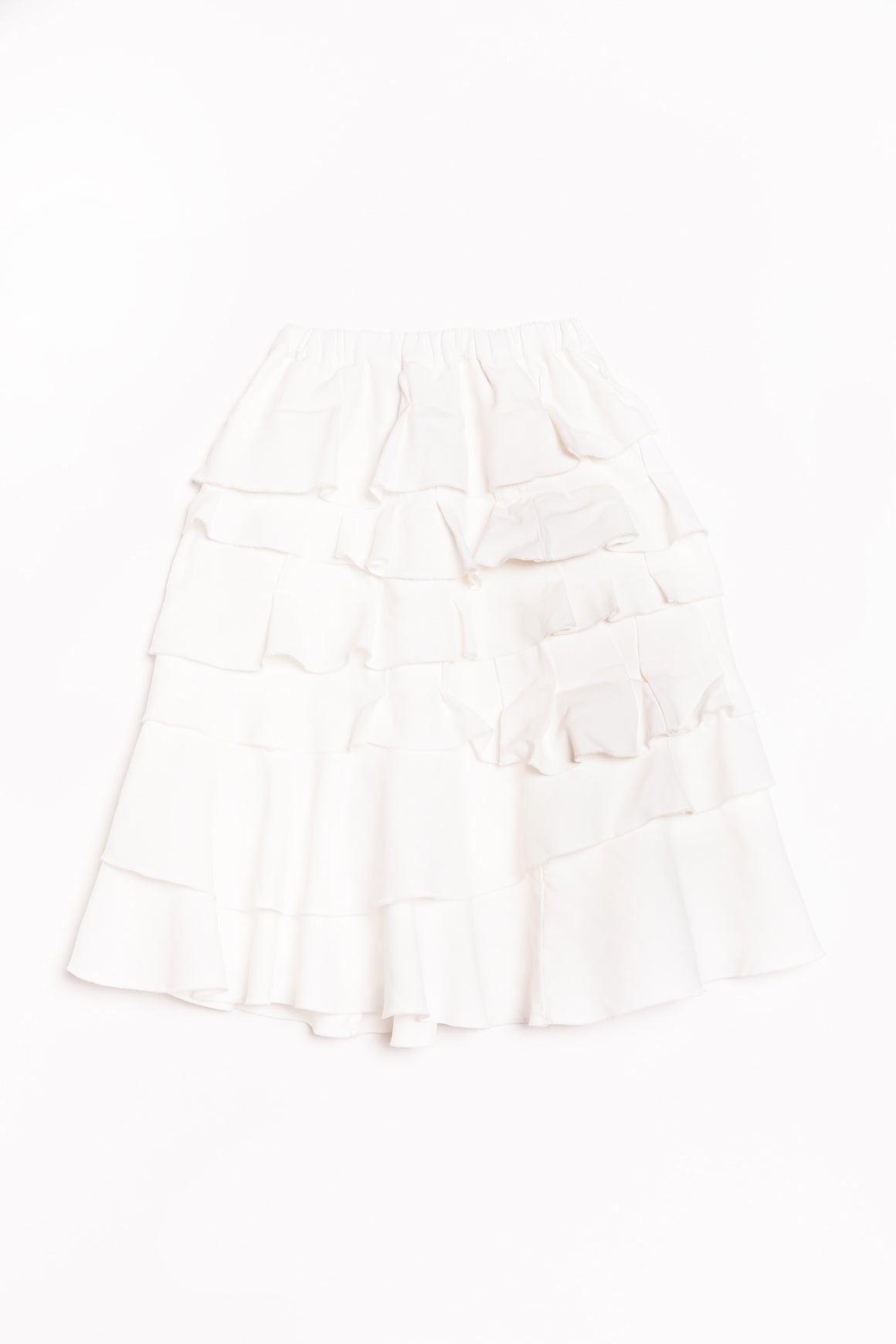 COMME DES GARCONS White Tiered Ruffle Midi Skirt