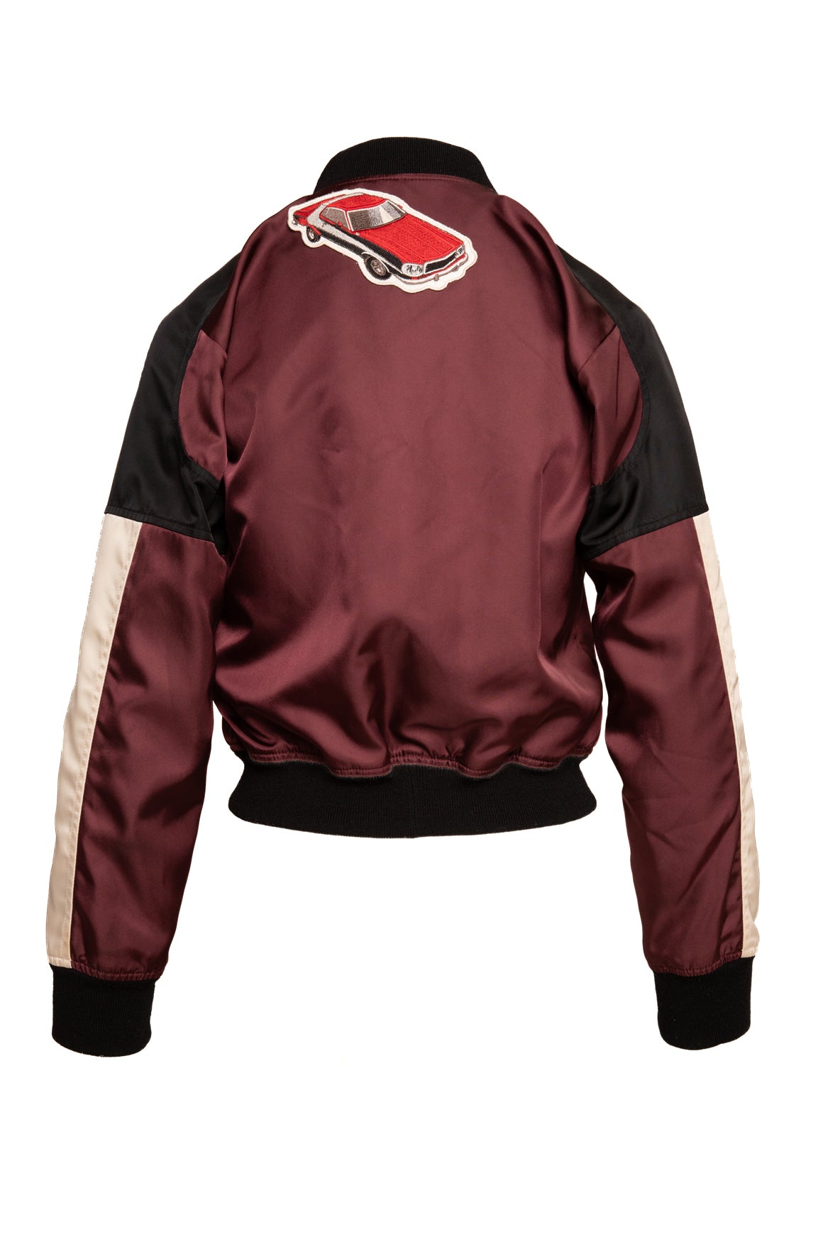 LOUIS VUITTON Maroon Patch Detail Bomber Jacket (Sz. 34/XS)