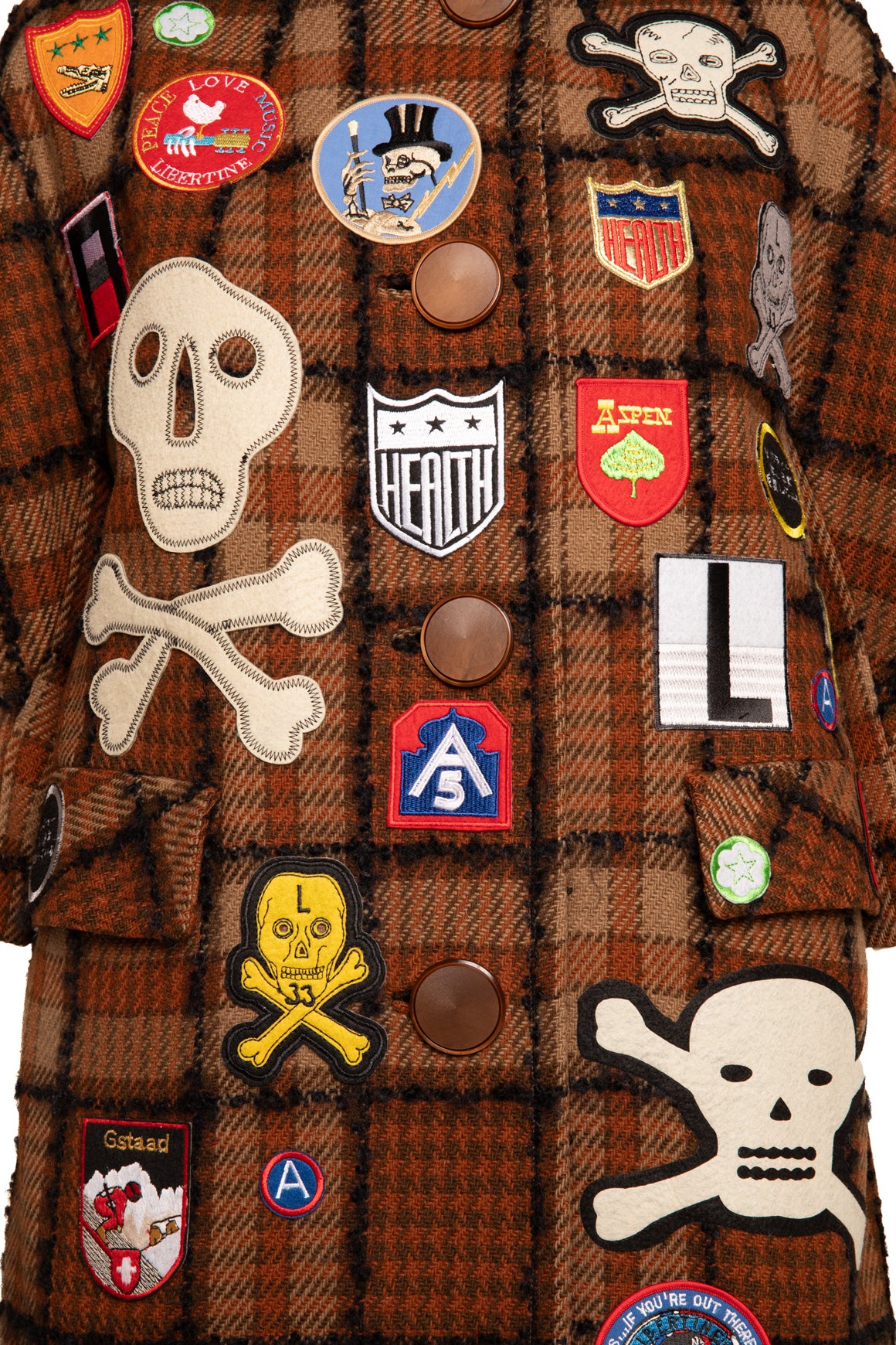LIBERTINE Brown Plaid Patchwork Coat (Sz. S)