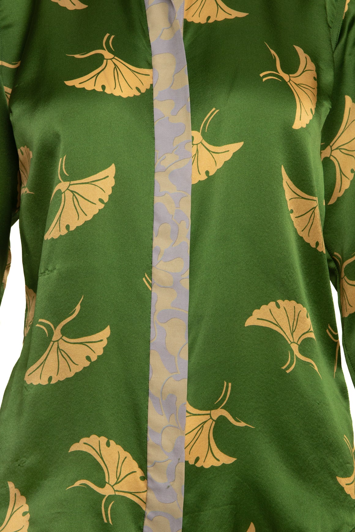 DRIES VAN NOTEN Green Fan Print Silk Blouse (Sz. 34/XS)