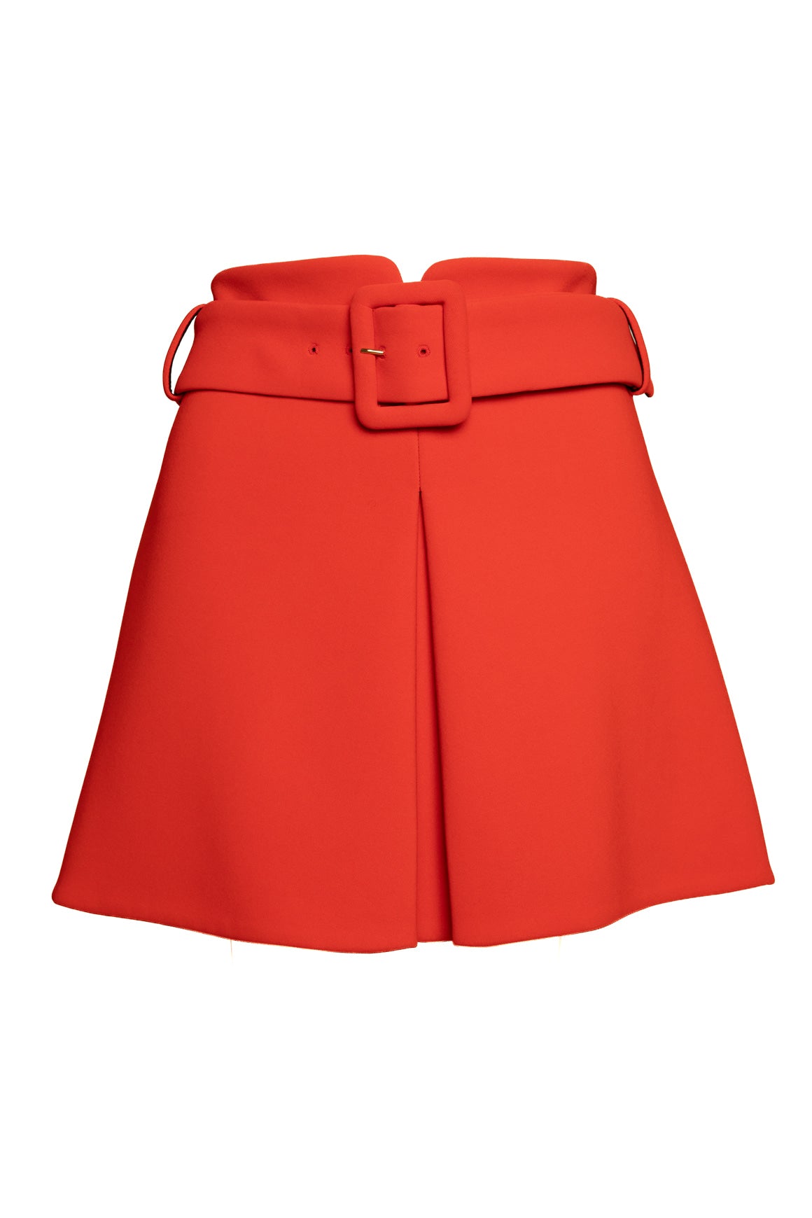 VERSACE Red Belted Front Pleat Mini Skirt (Sz. 6)