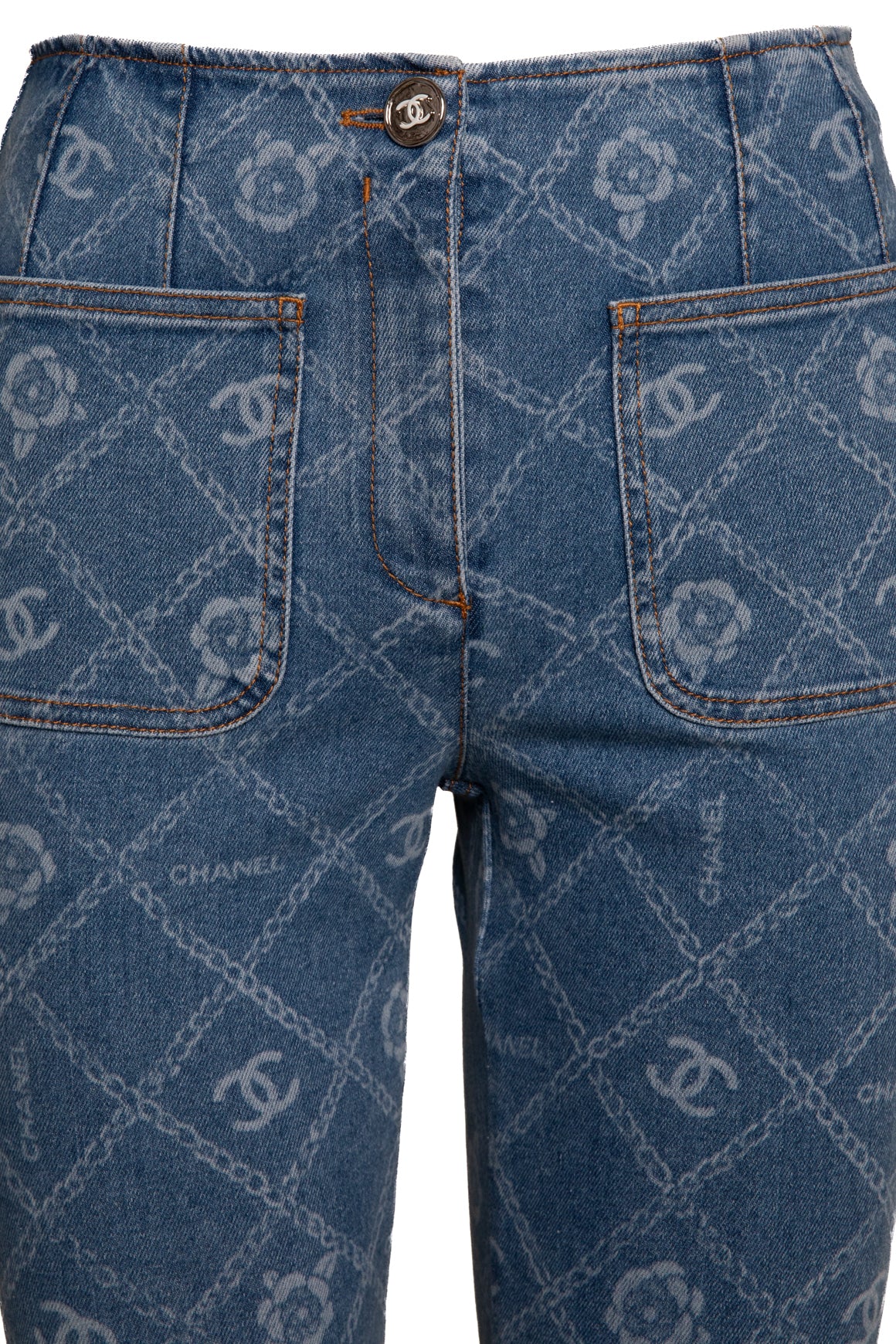 CHANEL CC Chain Kick Flare Jeans (Sz. 38/4)