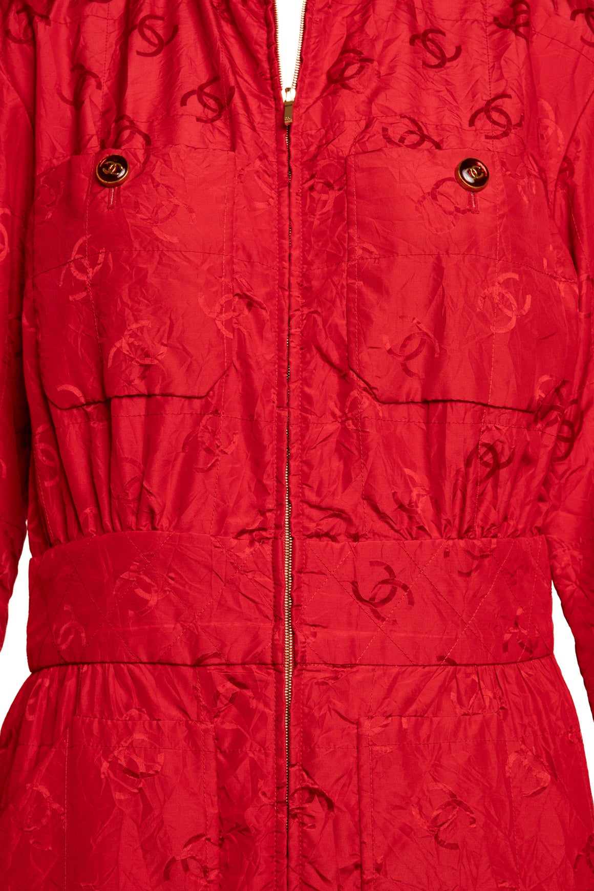CHANEL 2023 Red CC Silk Ski Jumpsuit (Sz. 4)